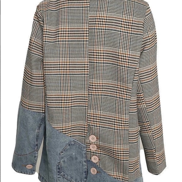 Madonna & Co. Plaid and Denim Patchwork Blazer -NWT - Large - Picture 2 of 2